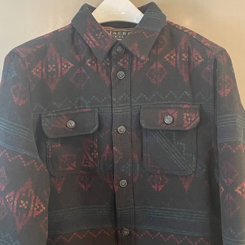 Jachs New York Mens Sherpa Lined Wool Blend Southwestern Shirt Jacket Small